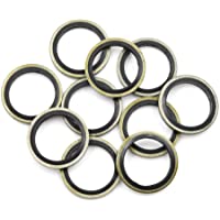 sourcing map 10 unids Aceite de Motor Arandelas de aplastamiento de Las Juntas del tapón de Drenaje 16mm ID. 22mm od…